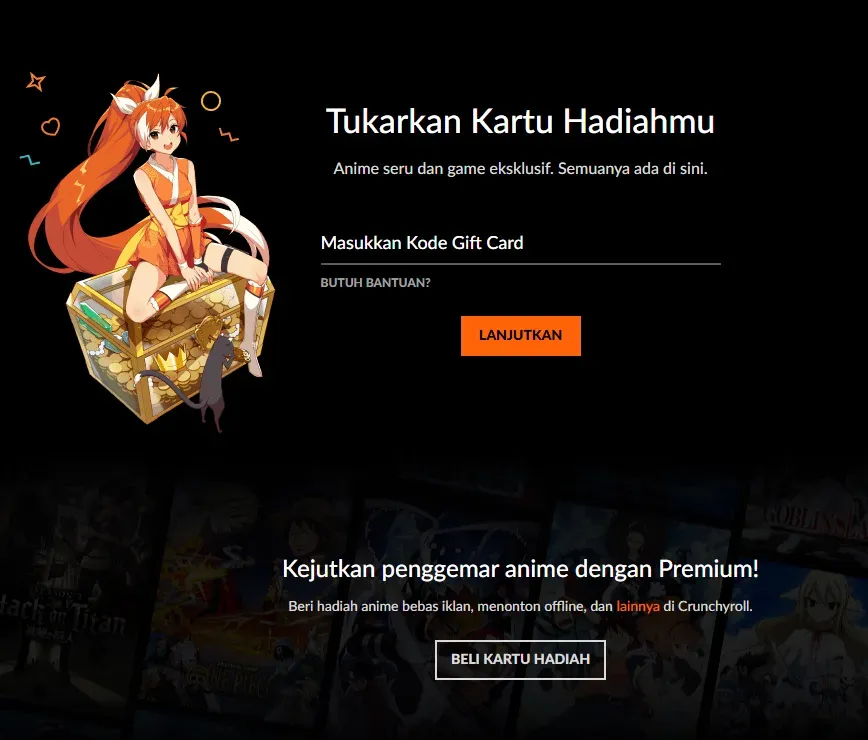 Cara redeem Crunchyroll Voucher